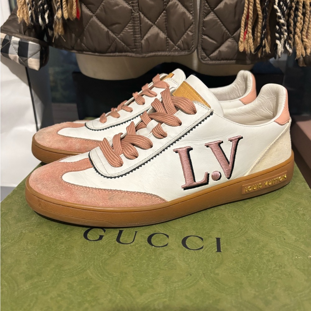 Louis Vuitton Cream and Pink Sneakers